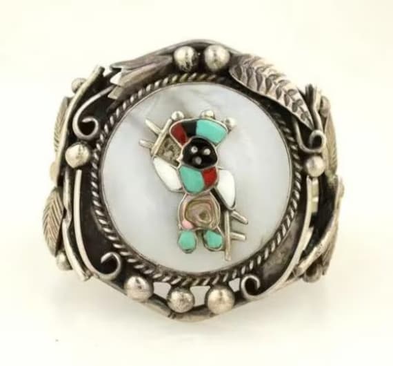 Unique Black Apache Gaan Dancer Zuni hallmarked T… - image 1