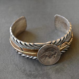 Lee Bennett 12K 金張り バングル sterling silver KALIFANO | Authentic Navajo Native Made 12K Gold Fill & 925 Silver