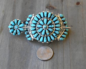 Stunning Native American Jewelry Navajo Sterling Silver Wavy Cuff Turquoise 106 Grams Bracelet Stunning Native American Jewelry Navajo Sterling Silver Wavy Cuff Turquoise 106 Grams Bracelet