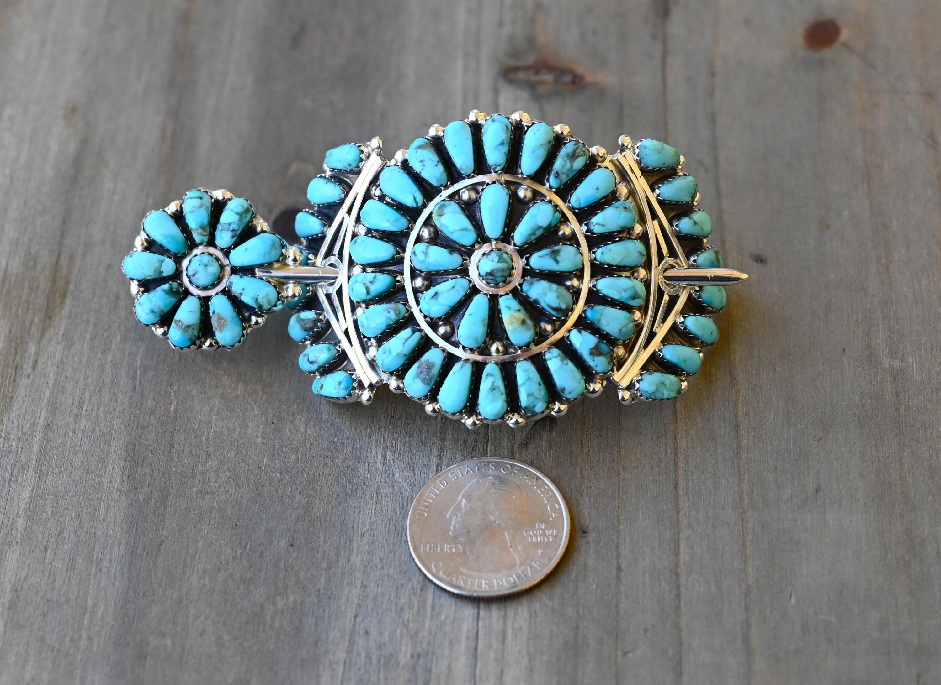 Stunning New Navajo by Davin Benally Hair Cuff Pin Barrette  display picture 2