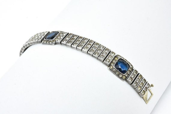 Elegant Art Deco Sterling & Sapphire and Diamond … - image 2