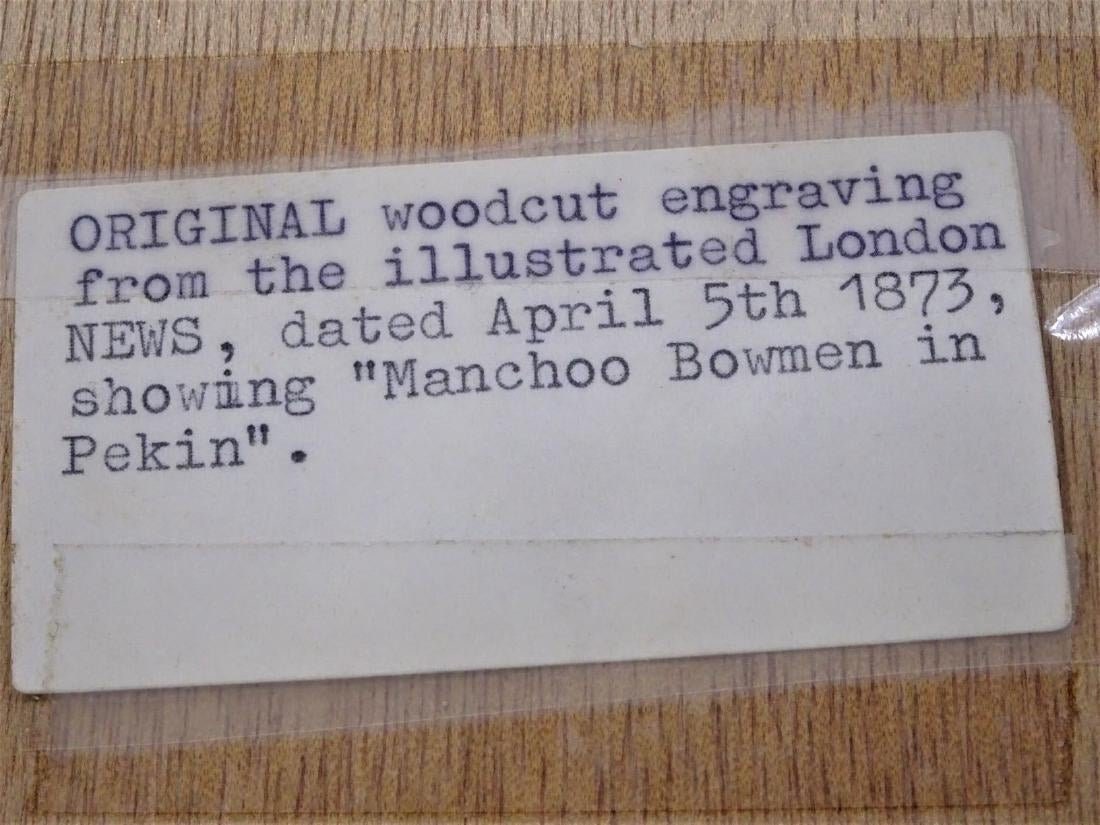 Origiaal Woodcut Print Engraving 1873 Bowmen at Pekin Framed Etsy