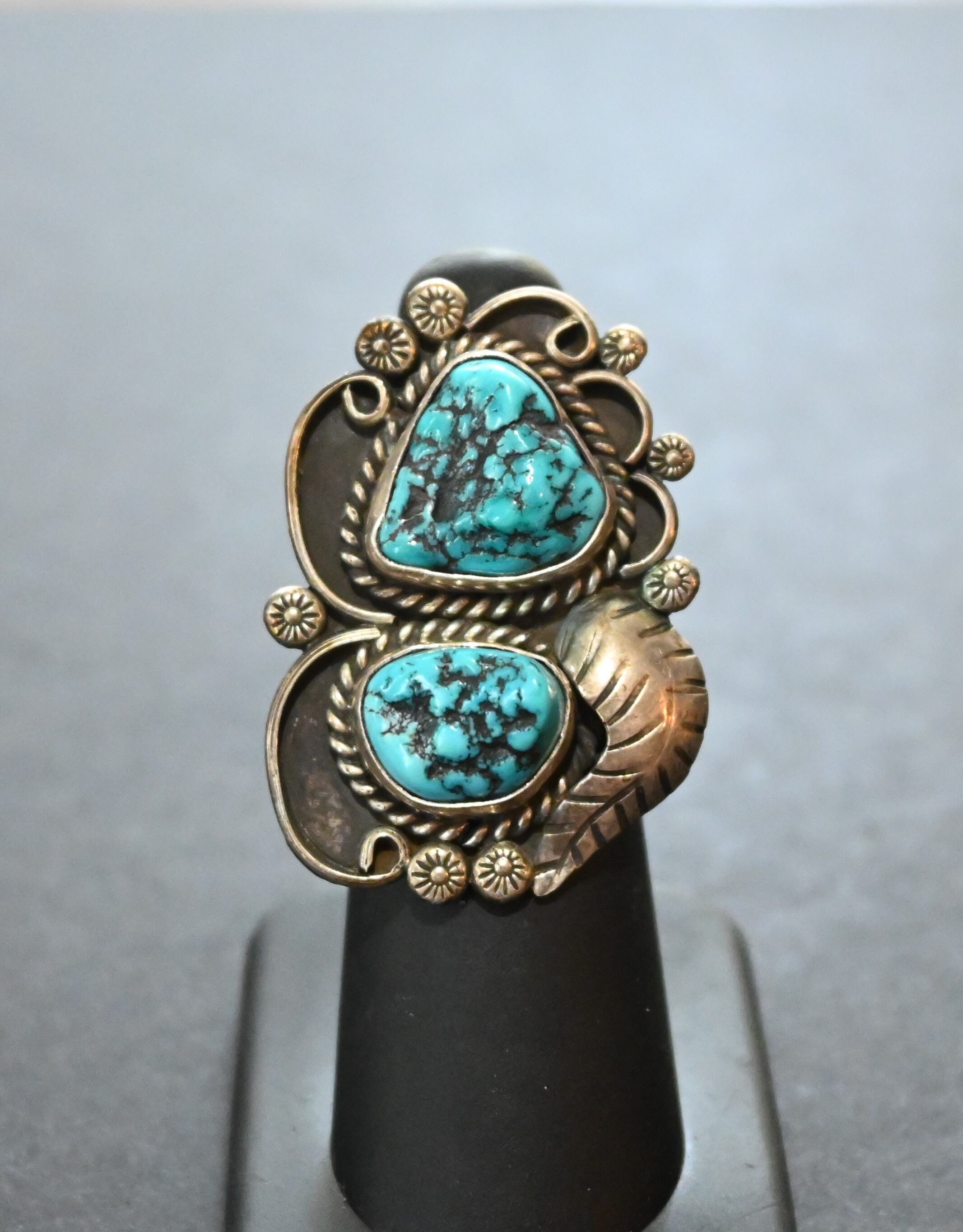 Navajo Signed (glenn & Irene Sandoval) Sterling Silver and Blue