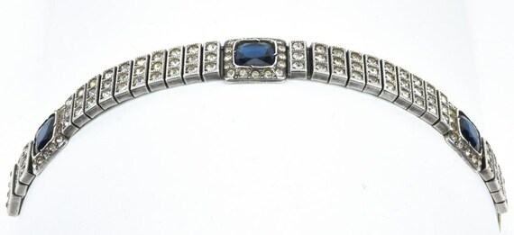 Elegant Art Deco Sterling & Sapphire and Diamond … - image 8