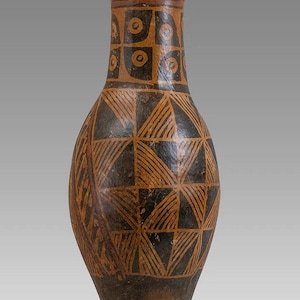 HUGE 26 inches tall Authentic Pre-Columbian Narino Culture (Colombia) 500-1000CE Polychrome &quot;Bullet&quot;  Amphora w/ Certificate of Authenticity