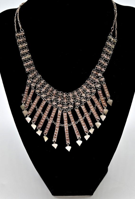 Antique Silver Choker Necklace- Bib Necklace -Stun