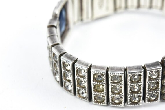 Elegant Art Deco Sterling & Sapphire and Diamond … - image 4