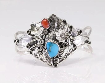 Spectacular San Felipe Signed Blue Gem Turquoise Sterling Silver Dimes Cuff Spectacular San Felipe Signed Blue Gem Turquoise Sterling Silver Dimes Cuff