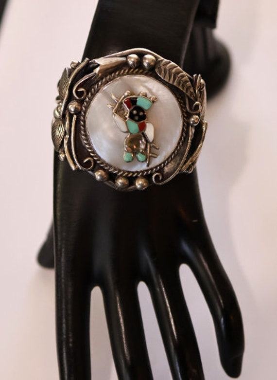 Unique Black Apache Gaan Dancer Zuni hallmarked T… - image 4