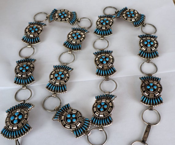 Cute Vintage Native American Zuni Needle Turquoise Sterling Silver Necklace Old Cute Vintage Native American Zuni Needle Turquoise Sterling Silver Necklace Old