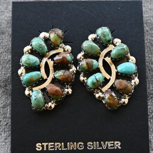 Authentisch Navajo Tribe Ohrringe von Davin Benally Türkis & Sterling Silber Ohrringe