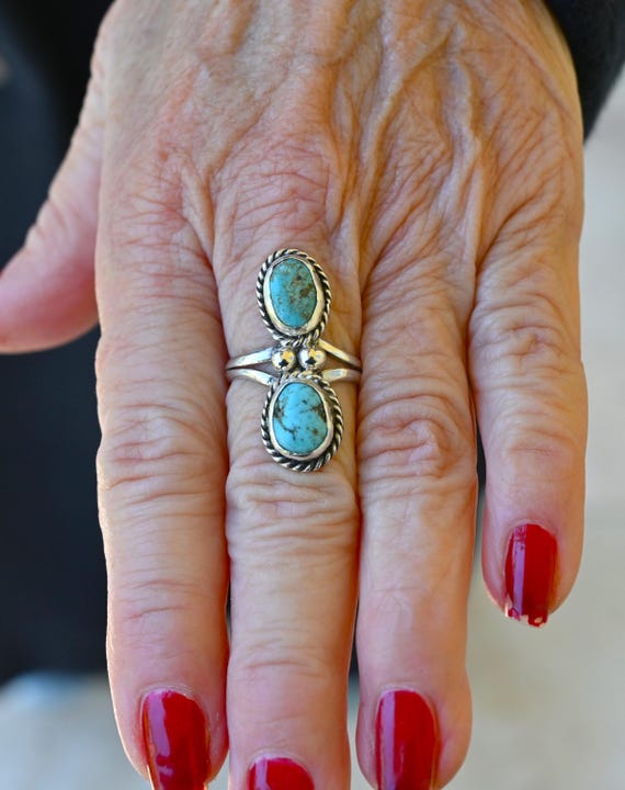 Whirlwind Vintage Native American Navajo #8 Turquoise Sterling Silver Bracelet Whirlwind Vintage Native American Navajo #8 Turquoise Sterling Silver Bracelet