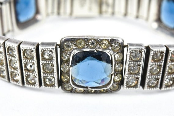 Elegant Art Deco Sterling & Sapphire and Diamond … - image 3