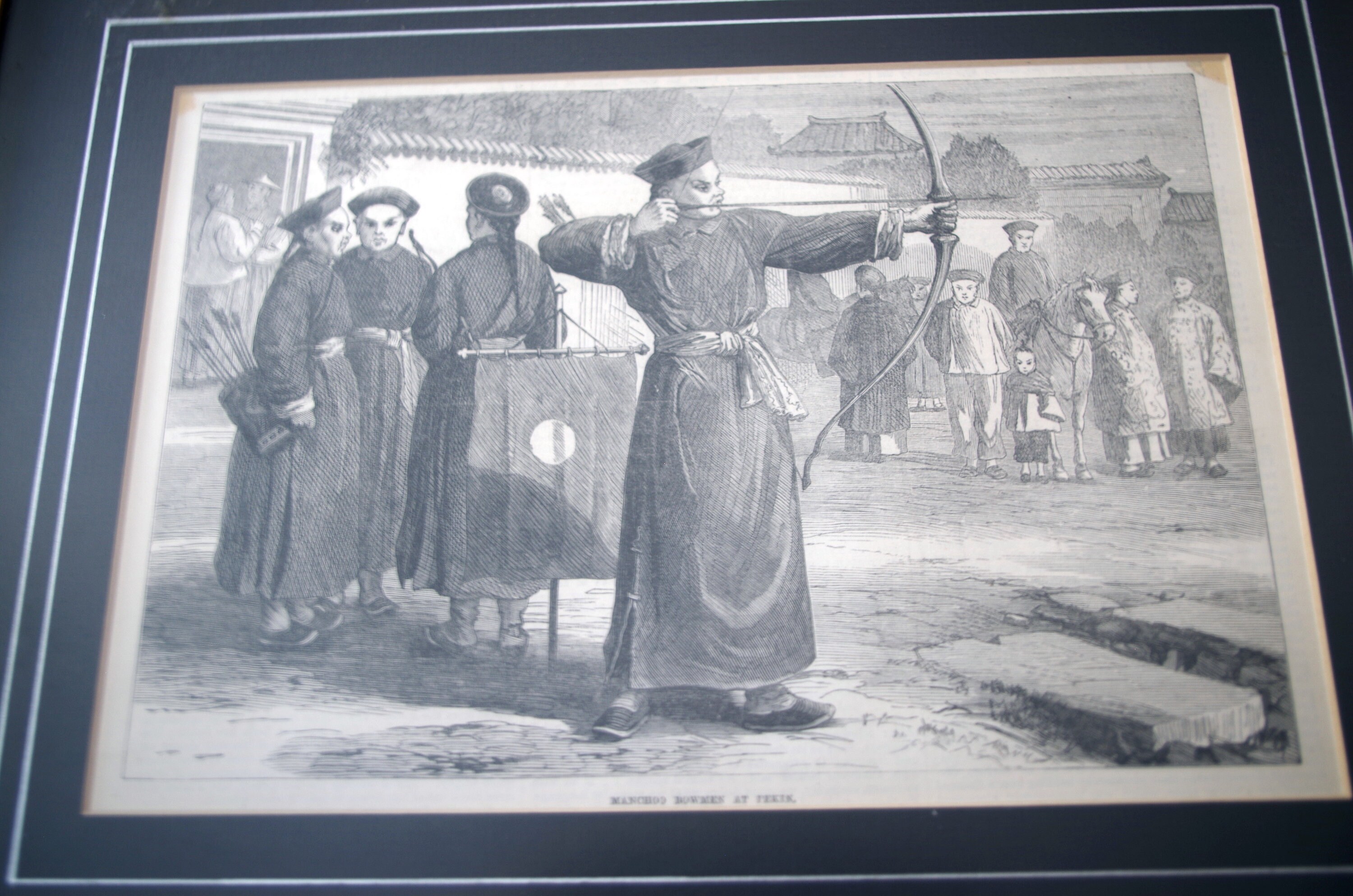 Origiaal Woodcut Print Engraving 1873 Bowmen at Pekin Framed Etsy