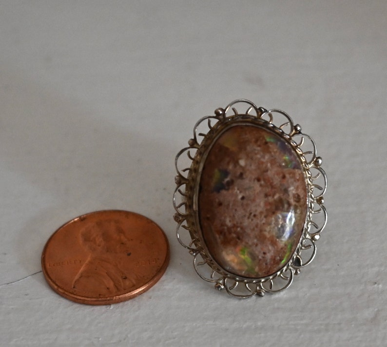 Stunning LARGE Jasper /& Sterling Ring size 6 Vintage 5.7 grams 1 18 inches long Beautiful gem Taxco Mexico