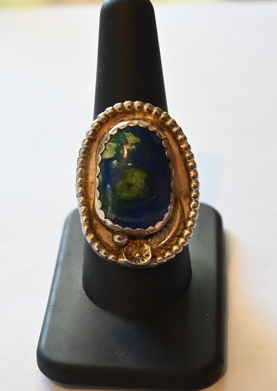 Wow Stunning Navajo Tso Azurite Native American Jewelry Silver Ring Wow Stunning Navajo Tso Azurite Native American Jewelry Silver Ring