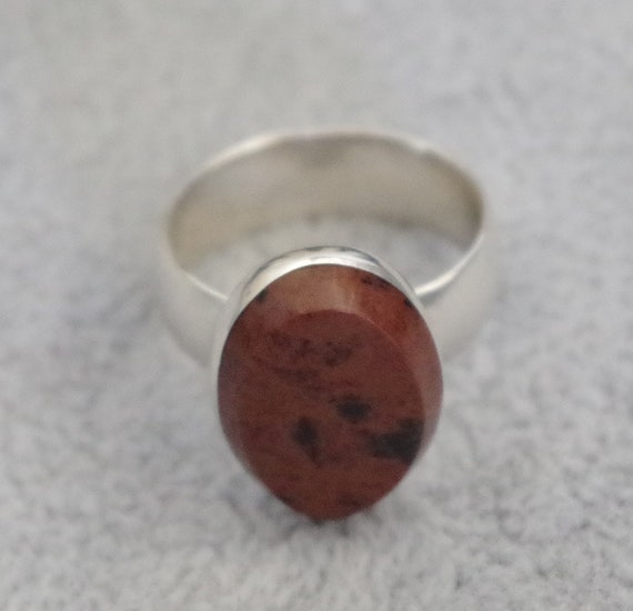 Modernist Obsidian cocktail ring "Mahogany" color… - image 1