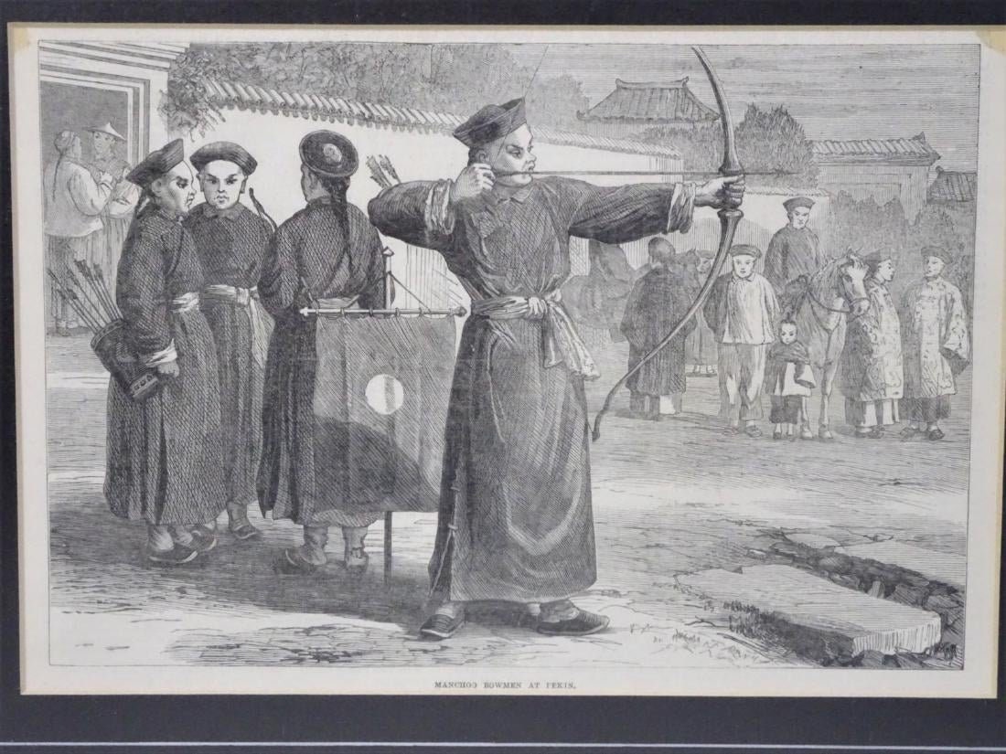 Origiaal Woodcut Print Engraving 1873 Bowmen at Pekin Framed Etsy