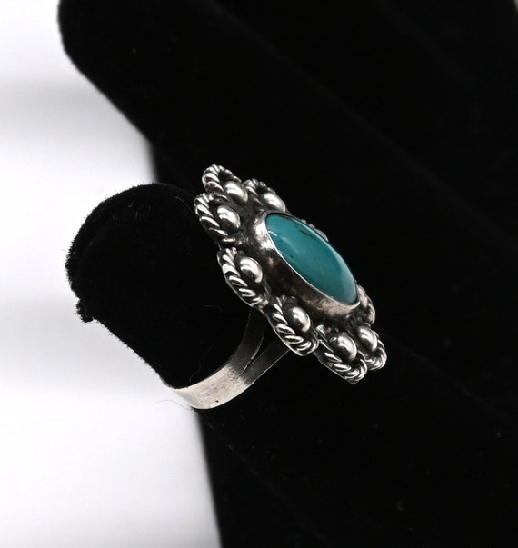 Vintage Navajo Style Turquoise & Sterling Flower … - image 4