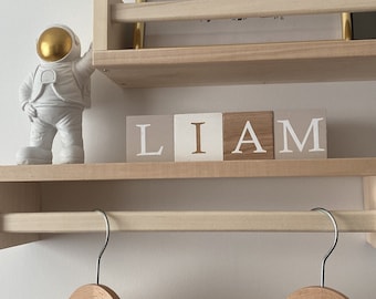 Personalized wooden cubes, children's room decor, wooden name cubes, baby birth, birth gift, personalized gift, Christmas