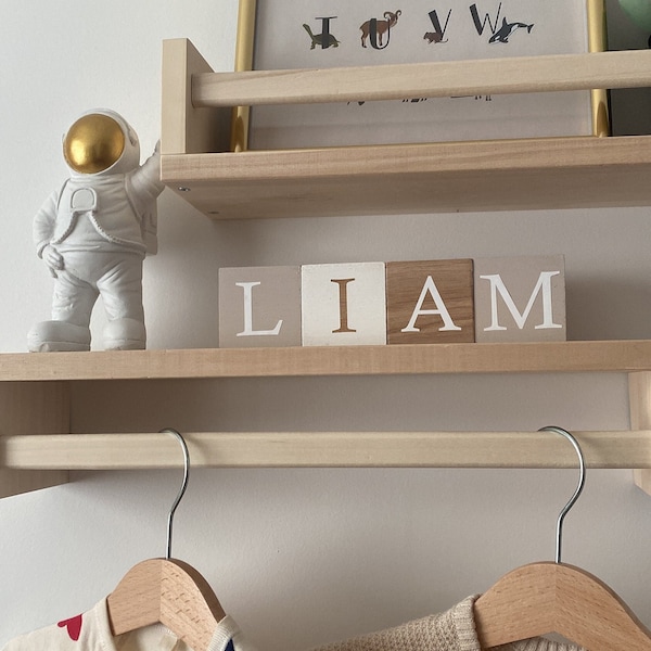 Cubi di legno personalizzati, decorazione della stanza del bambino, cubi di nome in legno, nascita del bambino, regalo di nascita, regalo personalizzato, bambino, arredamento