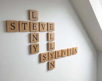 Scrabble-bokstav, träbokstav, väggdekoration i terrakotta, terrakottafärgad träfärg, designdekoration, Valou-modell