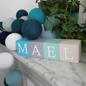 Personalized wooden cubes, children&#39;s room decoration, wooden name cubes, baby birth, birth gift, personalized gift, baby, decor