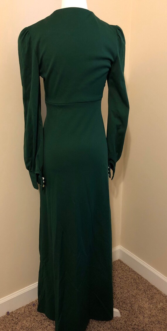 Vintage Hunter Green Floor-Length Embroidered 196… - image 4