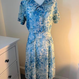 Hand-made blue 60s floral dress