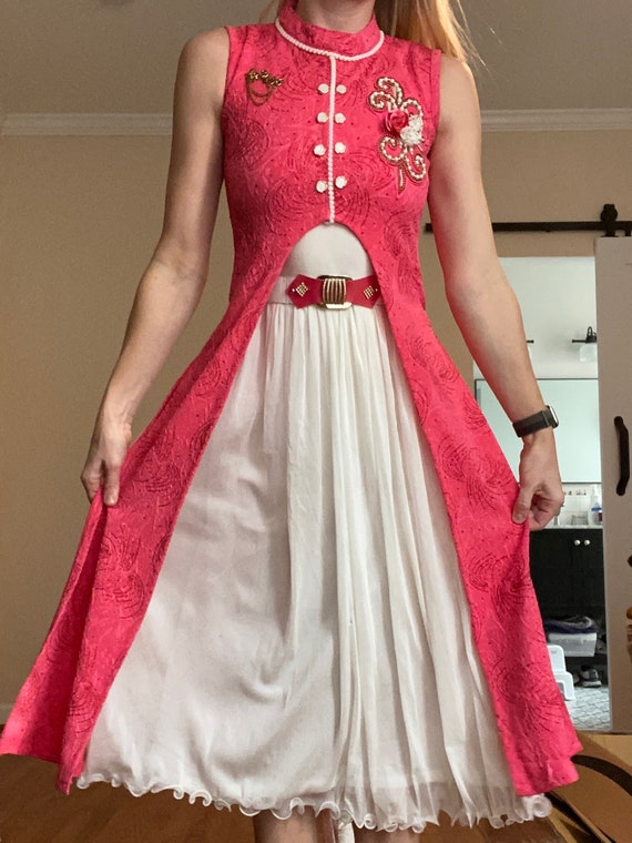 Vintage Nashville-style, Coral, 70s Sparkle Dress With Built in Belt - Etsy  Canada