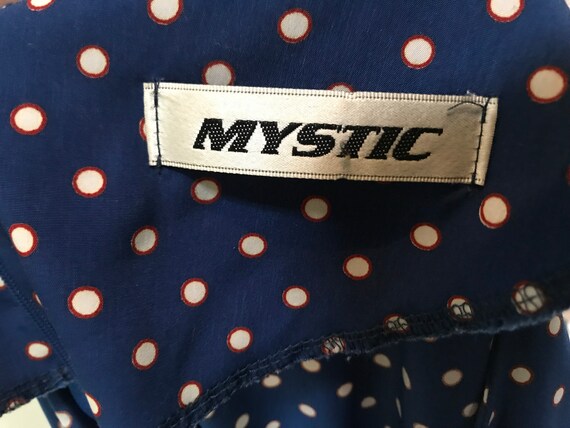 Vintage Mod Navy Blue Dress with White Polkadots … - image 6