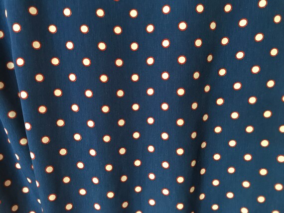 Vintage Mod Navy Blue Dress with White Polkadots … - image 3