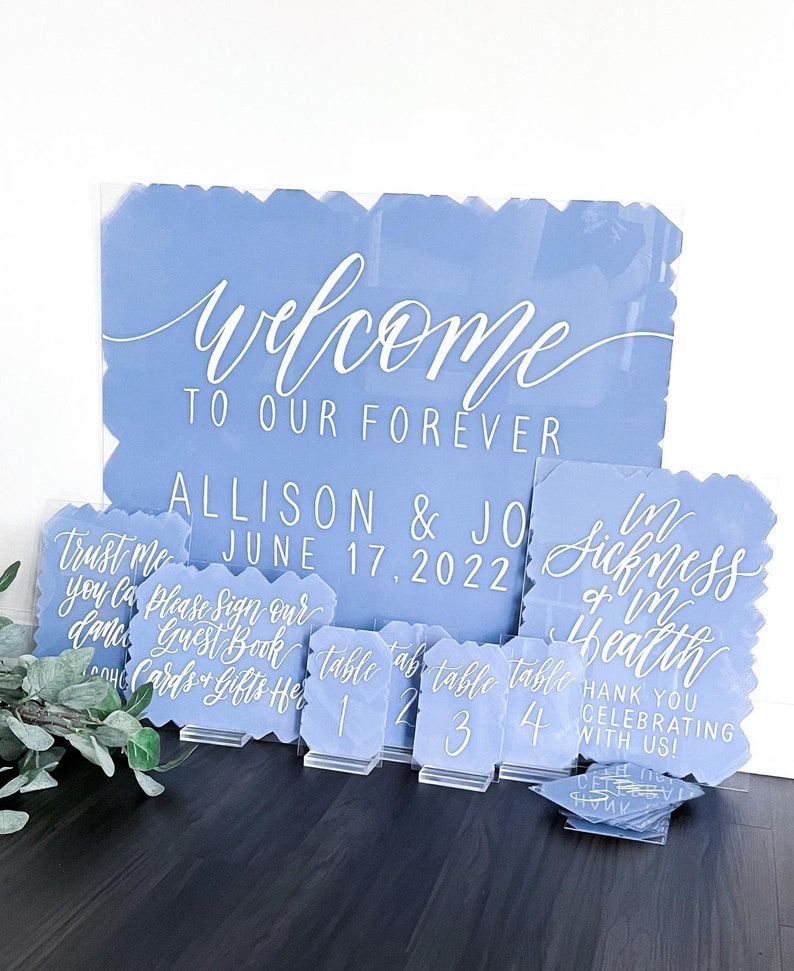 Acrylic Wedding Sign Bundle, SET OF 3-5 Signs, Wedding Sign, Welcome Sign Package, Custom Wedding Signs, Personalized Wedding Decor image 6