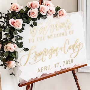 Wedding Welcome Sign Acrylic, Welcome Sign Wedding, Custom Calligraphy Signage, Clear Wedding Ceremony Signs, Welcome Board Sign