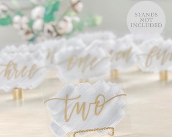 Table Numbers Wedding Acrylic, 4x6, Wedding Signs, Table Numbers, Painted Back Sign, Black Gold Silver White Rose Gold Calligraphy