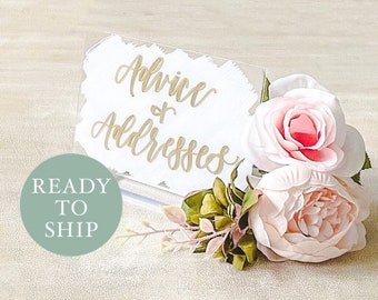 CLEARANCE | Advice & Addresses Guest Book Acrylic Wedding Sign | Gold Event Wedding Decor | Guest Table Signs | Wedding Decor