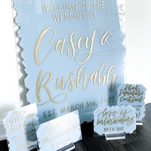 Acrylic Wedding Sign Bundle, SET OF 3-5 Signs, Wedding Sign, Welcome Sign Package, Custom Wedding Signs, Personalized Wedding Decor image 4