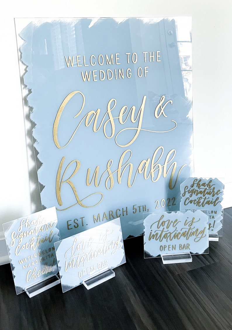 Acrylic Wedding Sign Bundle, SET OF 3-5 Signs, Wedding Sign, Welcome Sign Package, Custom Wedding Signs, Personalized Wedding Decor image 4