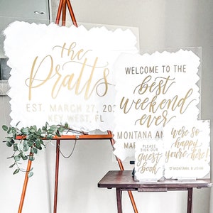 Acrylic Wedding Sign Bundle, SET OF 3-5 Signs, Wedding Sign, Welcome Sign Package, Custom Wedding Signs, Personalized Wedding Decor image 3