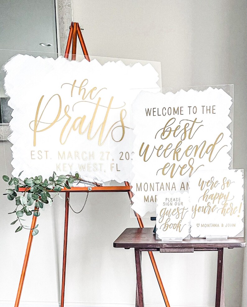 Acrylic Wedding Sign Bundle, SET OF 3-5 Signs, Wedding Sign, Welcome Sign Package, Custom Wedding Signs, Personalized Wedding Decor image 3