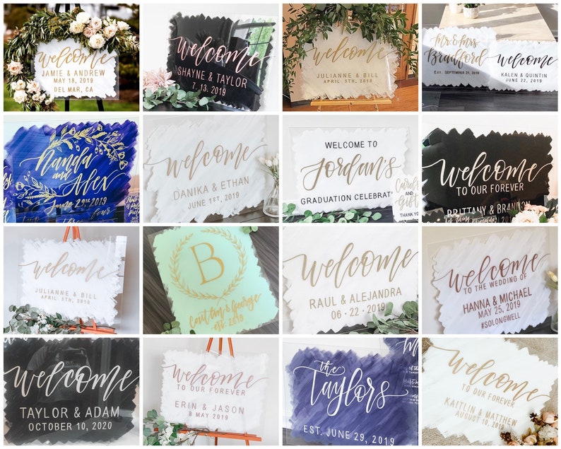 Wedding Welcome Sign Acrylic, Welcome Sign Wedding, Custom Calligraphy Signage, Clear Wedding Ceremony Signs, Welcome Board Sign image 6