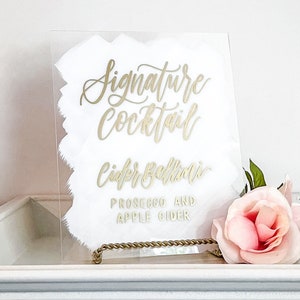 Wedding Signature Cocktails Sign, Acrylic Signs, Wedding Open Bar Menu, Clear Wedding Signs, Personalized His Hers Drinks Sign Weddings image 3