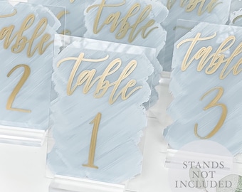 Table Numbers Wedding Acrylic, 4x6, Wedding Signs, Table Numbers, Painted Back Sign, Black Silver White Rose Gold Font Calligraphy