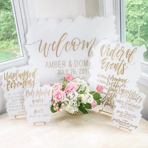 Acrylic Wedding Sign Bundle, SET OF 3-5 Signs, Wedding Sign, Welcome Sign Package, Custom Wedding Signs, Personalized Wedding Decor image 1