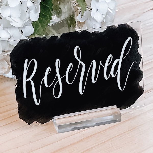 Reserved Wedding Sign, Acrylic Wedding Signs, Reserved Table Signs, Wedding Decor, Rose Gold, White, Black, Silver, Gold, Table Decor