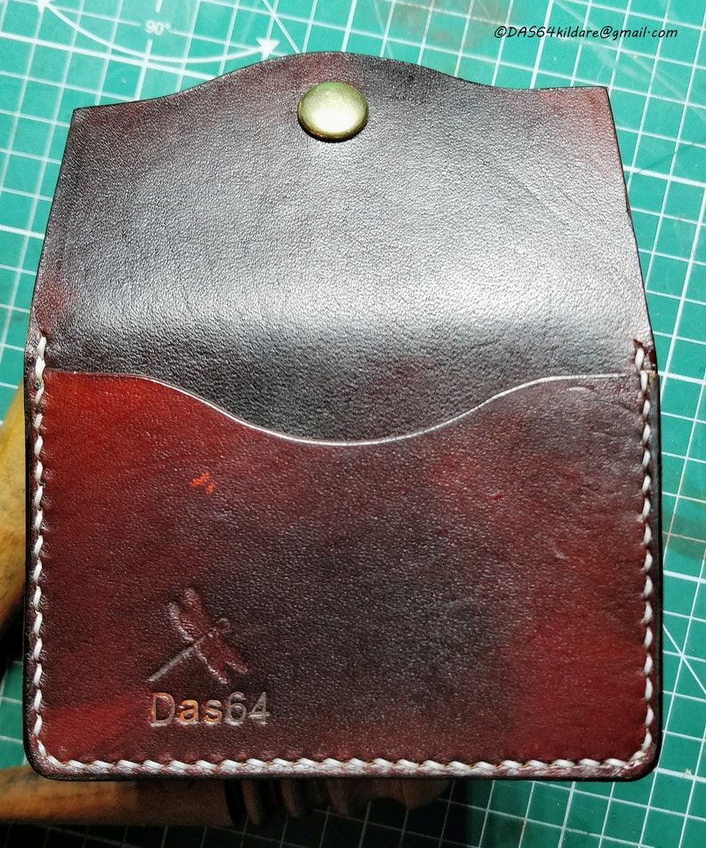 Leather Two Pocket Slip Wallet With Closure for Coins, Notes and Cards