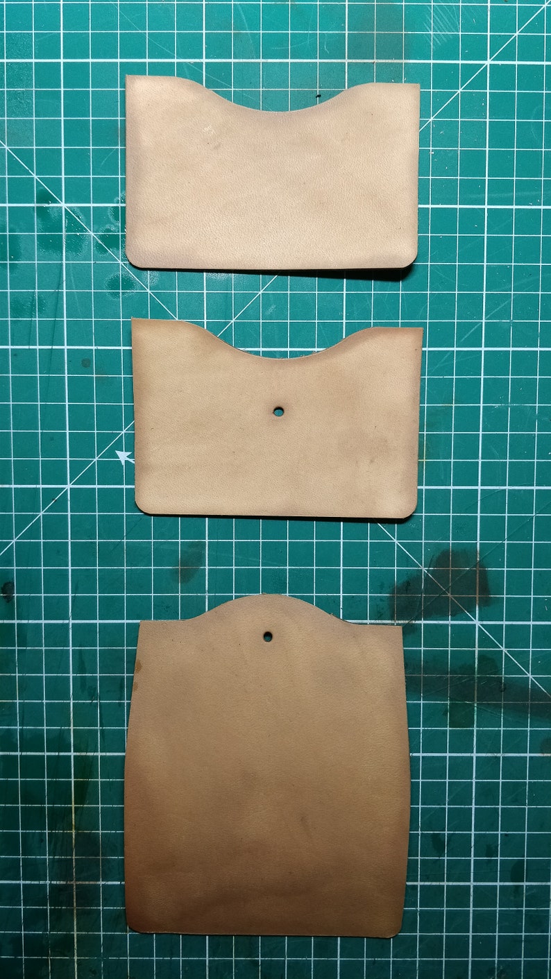Leather Two Pocket Slip Wallet With Closure for Coins, Notes and Cards
