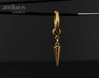 Men’s earrings, GOLD SPIKE, gold stainless steel hoop earring, single earring, mono earring, earring for men, gift idea, punk,  fss