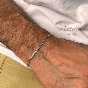 Delicada pulsera de cadena cubana para uso diario • Pulsera fina y moderna • Pulsera de acero inoxidable de 2,5 mm • Pulsera • Regalo para hombres y mujeres