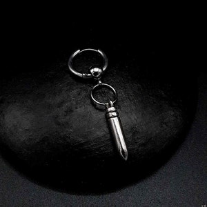 FAST BULLET, alternative mono earring, biker single earring, unisex silver colour, mens earring, earring for men, stainless hoop, gift